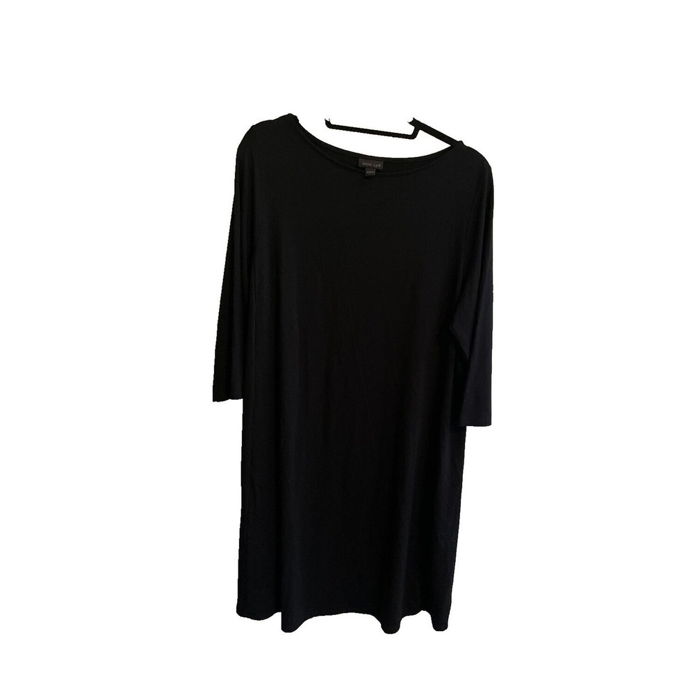 J. Jill Wearever Collection, Black Stretch Knit Dress, Boat Neck, Half Slv, L